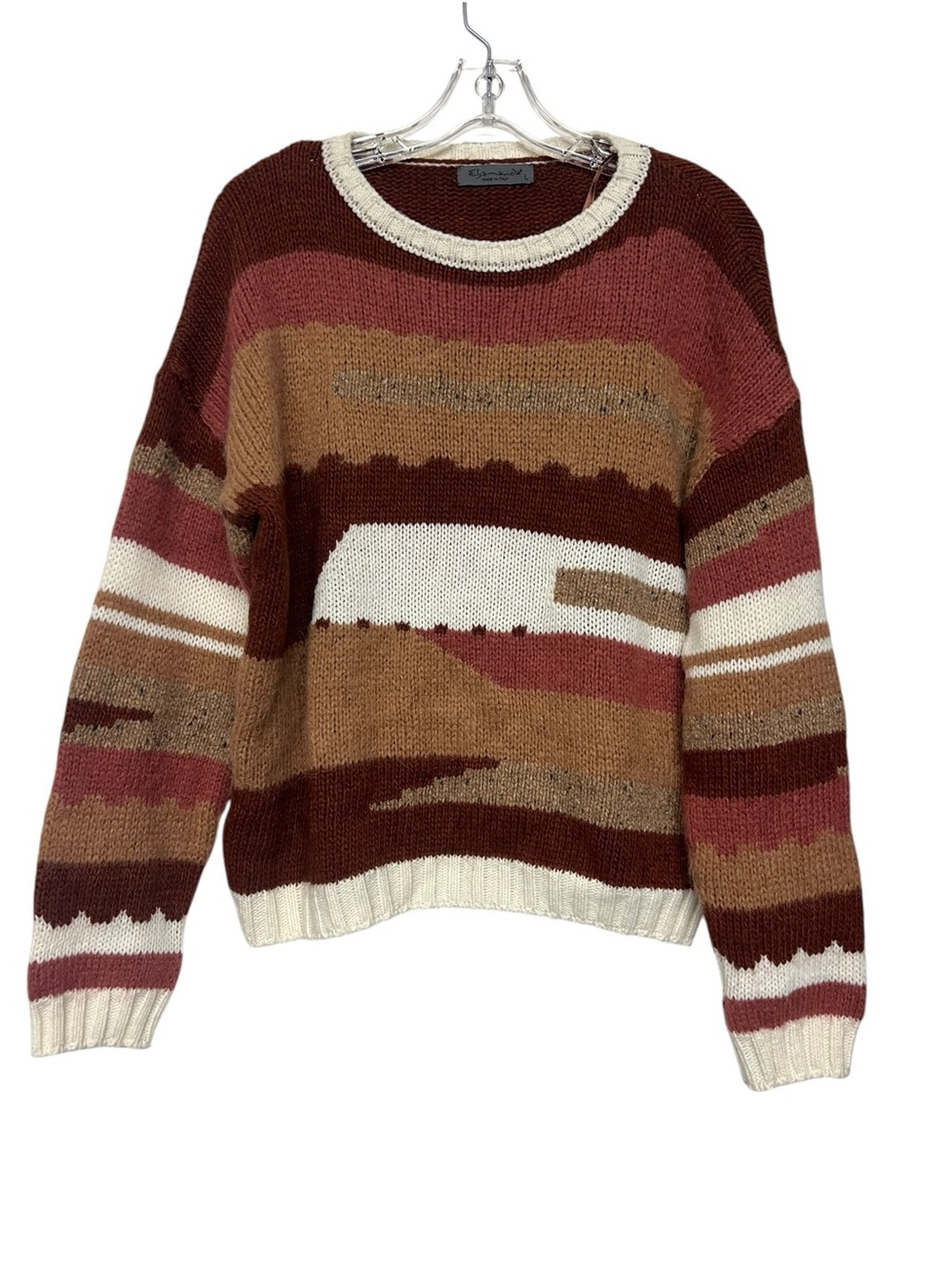 Anthropologie Elsamanda Striped Crewneck Sweater Boho Western Wool Alpaca